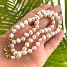 Charger l'image dans la galerie, Collier arc-en-ciel en perles d'eau douce, plaqué or, de 38 à 47 cm