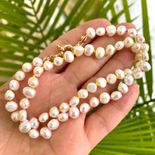 Charger l'image dans la galerie, Collier arc-en-ciel en perles d'eau douce, plaqué or, de 38 à 47 cm