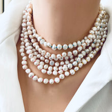 Charger l'image dans la galerie, Collier arc-en-ciel en perles d'eau douce, plaqué or, de 38 à 47 cm