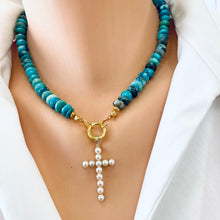 Cargar imagen en el visor de la galería, hand knotted rondelle turquoise necklace