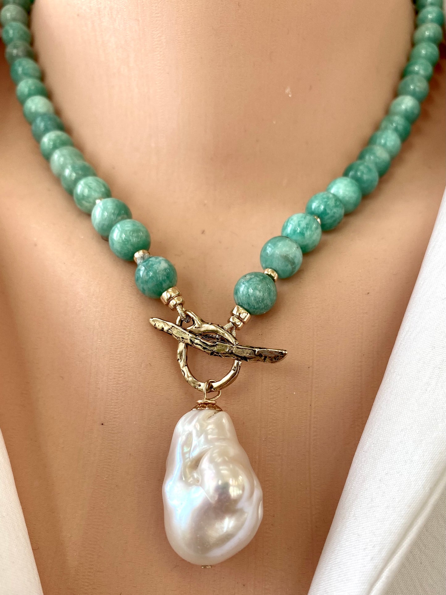 gemstone toggle necklace
