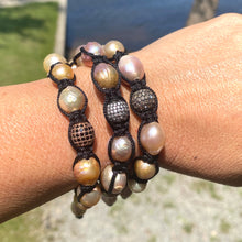 Load image into Gallery viewer, Pastel Baroque Pearl Braided Bracelet, Black Thread
