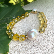 Load image into Gallery viewer, Citrine and Baroque Pearl Bracelet, 14k GF