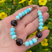Carica l'immagine nel visualizzatore di Gallery, Sky Blue Opal & Smoky Quartz Bracelet, 14k GF