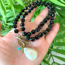 Cargar imagen en el visor de la galería, Black Tourmaline Toggle Necklace & Large Baroque Pearl Pendant
