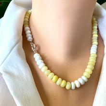 Lade das Bild in den Galerie-Viewer, Shaded Yellow white smooth opal candy necklace with sterling silver marine closure, measuring 18 inches. This modern opal jewelry piece features soft yellow tones up to white and is a perfect gift for her.