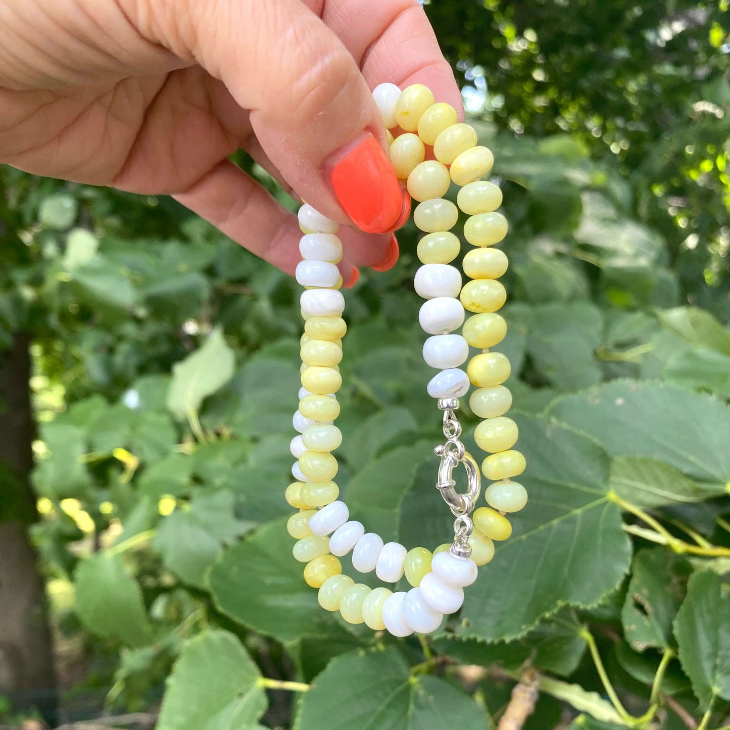 Candy style yellow opal beaded necklace handmade in Canada