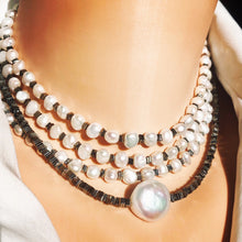 Load image into Gallery viewer, Pearls & Hematite Choker Necklace