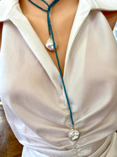 Load image into Gallery viewer, London Blue Quartz & Large Baroque Pearls Lariat Necklace