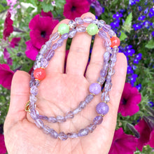 Carica l'immagine nel visualizzatore di Gallery, Amethyst Necklace with Orange Quartz, Lilac & Green Jade