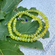 Charger l'image dans la galerie, Embrace the light and lively vibes of summer with this stunning necklace, hand knotted yellow green faceted chalcedony rondelle beads 5.5-6mm. finished with silver lobster clasp and 1"inch long extender. This necklace measures 16.5"inches or 43cm
