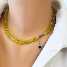 Charger l'image dans la galerie, Embrace the light and lively vibes of summer with this stunning necklace, hand knotted yellow green faceted chalcedony rondelle beads 5.5-6mm. finished with silver lobster clasp and 1"inch long extender. This necklace measures 16.5"inches or 43cm
