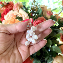 Carica l'immagine nel visualizzatore di Gallery, White Keshi Pearl Drop Earrings, composed of 14k gold filled Hook & blue Cubic zirconia Bezel