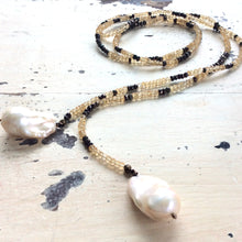 Cargar imagen en el visor de la galería, Citrine,Pyrites & Baroque Pearls Lariat