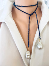 Carica l'immagine nel visualizzatore di Gallery, Lapis Lazuli & Baroque Pearls Lariat Necklace