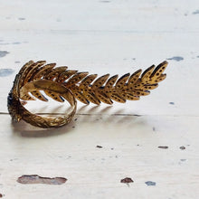 Load image into Gallery viewer, Vermeil Leaf Shape Ring – Antique Finish Gold Statement Jewelry with elegant leaf design and cubic zirconia detailing.