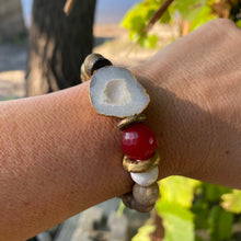 Load image into Gallery viewer, White Clear Quartz bracelet Druzy Crystal Natural Jasper Bracelet