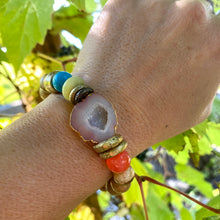 Load image into Gallery viewer, Orange Druzy Quartz Bracelet Natural Jasper Bracelet, Turquoise Mala Yoga Gift