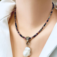 Cargar imagen en el visor de la galería, Tourmaline & Baroque Pearl Pendant Necklace