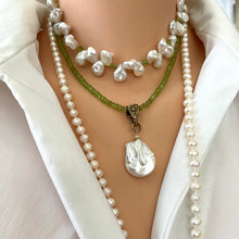 Load image into Gallery viewer, Baroque Pearl Pendant on Peridot Necklace