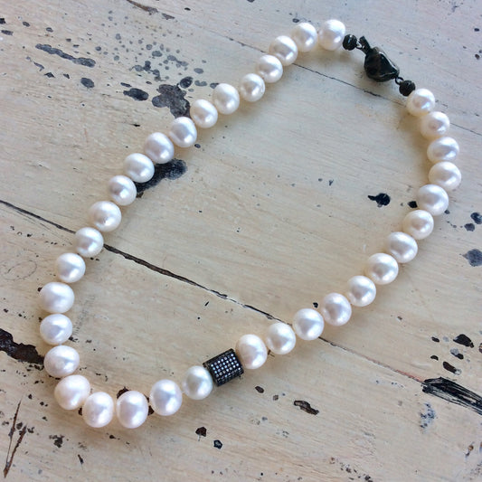 Classic Pearl Bridal Necklace with a twist