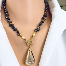 Load image into Gallery viewer, Brown Pearls Toggle Necklace & Real Seashell Charm Pendant