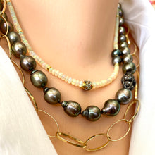 Load image into Gallery viewer, Tahitian Baroque Pearls Champagne Diamond Necklace