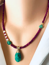 Carica l'immagine nel visualizzatore di Gallery, Chrysoprase, Pearls & Rubies OOAK Necklace