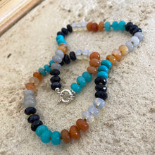 Cargar imagen en el visor de la galería, 18-inch Candy Necklace featuring Aventurine, Turquoise, Onyx & Jade, with a Silver Marine Clasp