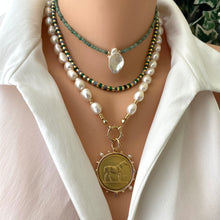 Charger l'image dans la galerie, Collier ras du cou en pierres précieuses multicolores avec perles en hématite plaquées or, laiton plaqué or, 40,6 cm