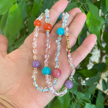 Cargar imagen en el visor de la galería, Hand knotted with rainbow thread necklace