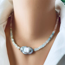 Cargar imagen en el visor de la galería, Gold filled gemstones and pearl short necklace