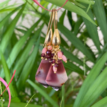 Cargar imagen en el visor de la galería, Mookaite Jasper, Garnet & Pink Coral Cluster Earrings