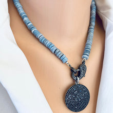 Carica l'immagine nel visualizzatore di Gallery, Oregon Blue Opal Candy Necklace & Black Spinel Pave Pendant Details