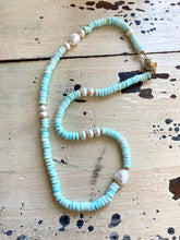 Load image into Gallery viewer, Sky Blue Opals & Freshwater Pearls Candy Necklace