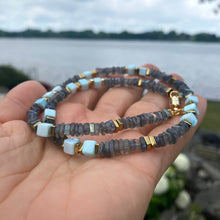 Cargar imagen en el visor de la galería, Labradorite & Blue Peru Opal Necklace, Magnetic Clasp
