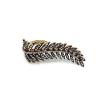 Load image into Gallery viewer, Vermeil Leaf Shape Ring – Antique Finish Gold Statement Jewelry featuring a leaf design with cubic zirconia.