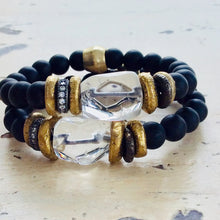 Carica l'immagine nel visualizzatore di Gallery, Clear Rock Crystal Quartz & Onyx Bracelet