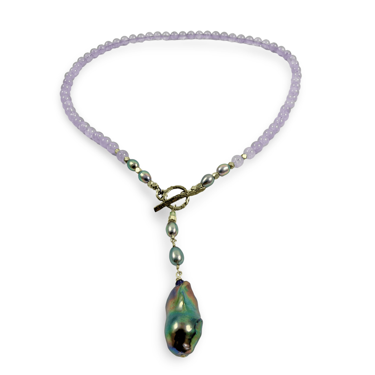 Lavender Amethyst Bronze Toggle Necklace