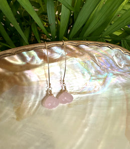 Rose Quartz Briolettes Threader Earrings
