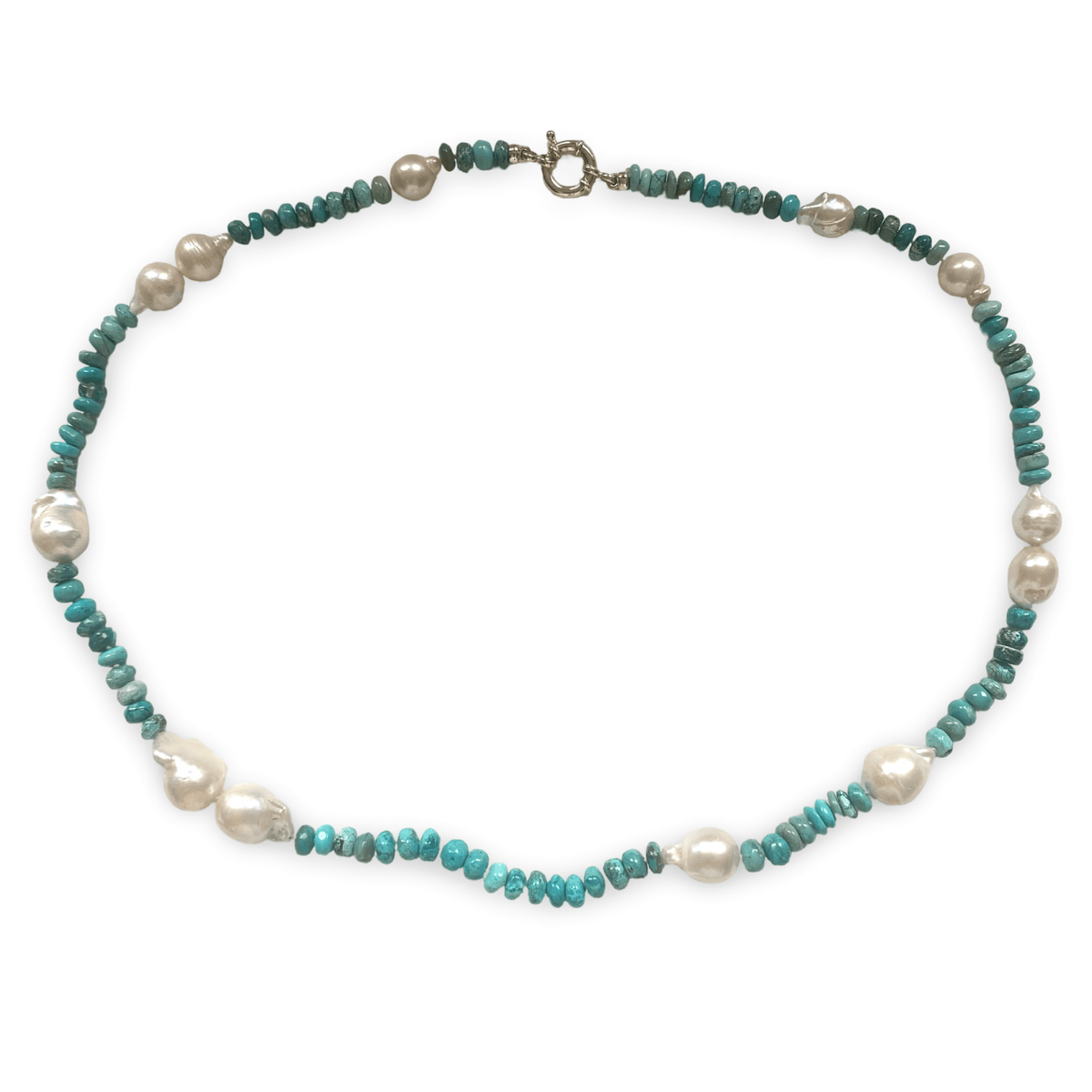 Arizona Turquoise baroque Pearl Necklace 23 inches