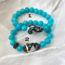 Load image into Gallery viewer, Vibrant &amp; Colorful Jade Bracelet &amp; Sparkly Rhinestones Pave Baroque Pearl Stretchy Bracelets
