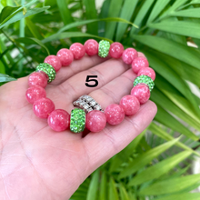 Load image into Gallery viewer, Vibrant &amp; Colorful Jade Bracelet &amp; Sparkly Rhinestones Pave Baroque Pearl Stretchy Bracelets
