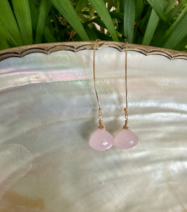 Rose Quartz Briolettes Threader Earrings
