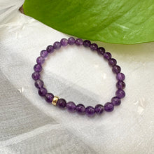 Charger l&#39;image dans la galerie, Bracelet extensible en améthyste de 6 ou 8 mm, 14 carats GF, 7 pouces
