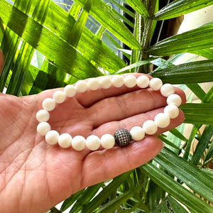Bracelet unisexe Tridacna blanc, 7 pouces