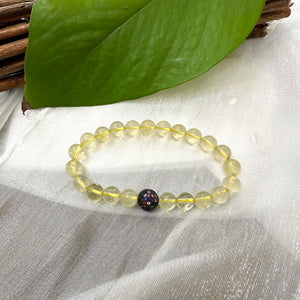 Lemon Quartz Stretchy Bracelet, 8mm, 7"inches