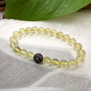 Lemon Quartz Stretchy Bracelet, 8mm, 7"inches