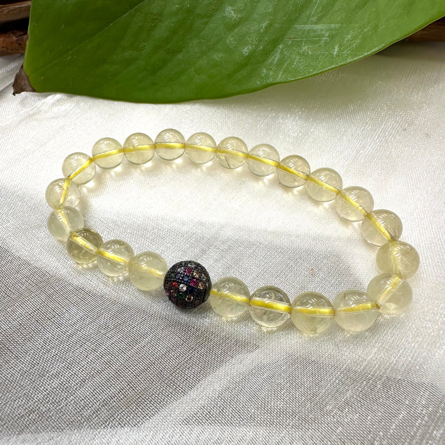 Lemon Quartz Stretchy Bracelet, 8mm, 7