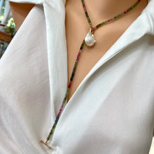 Load image into Gallery viewer, October Birthstone Necklace with Tourmaline and Baroque Pearls
